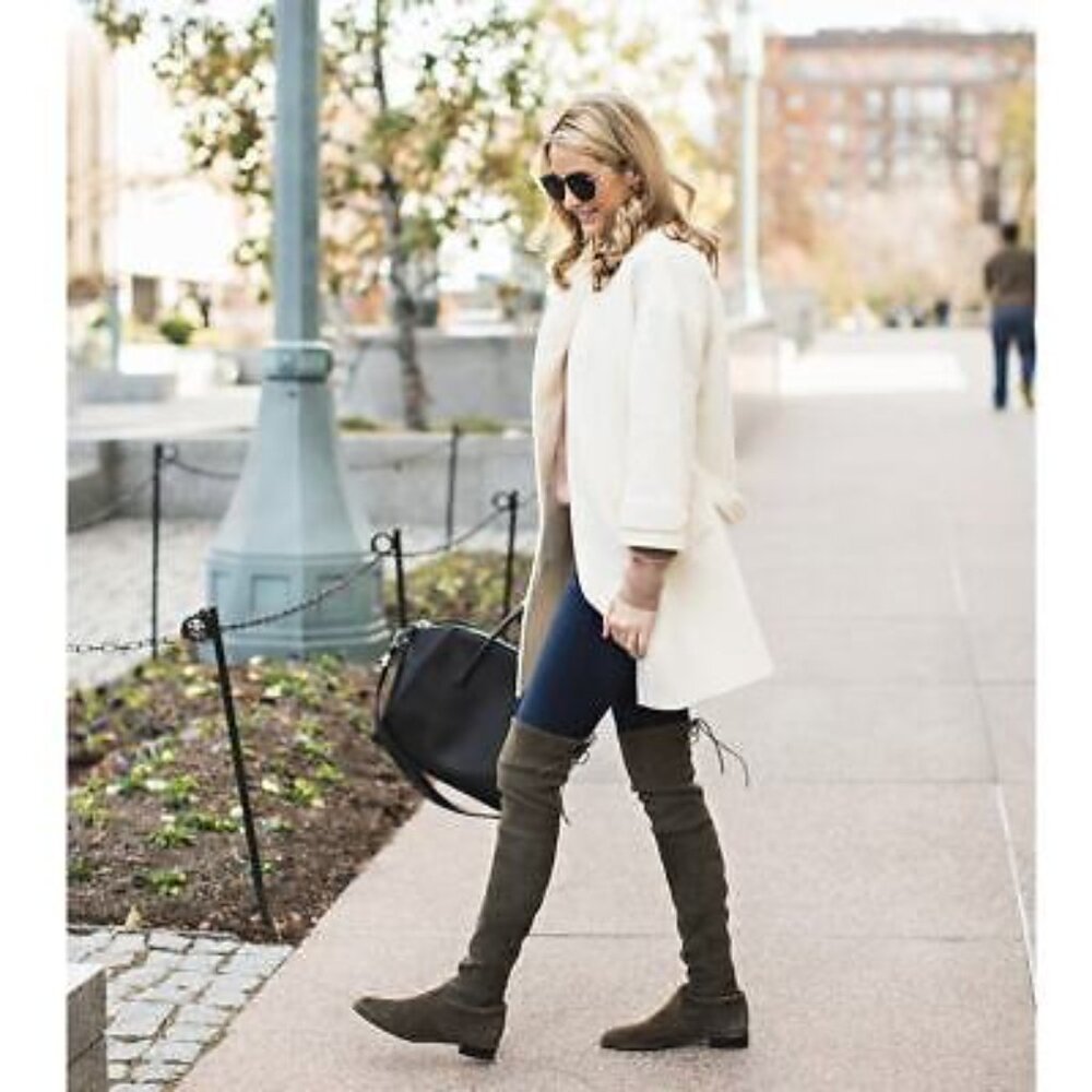 Stuart Weitzman Lowland Green Suede Over the Knee Boots size 7.5